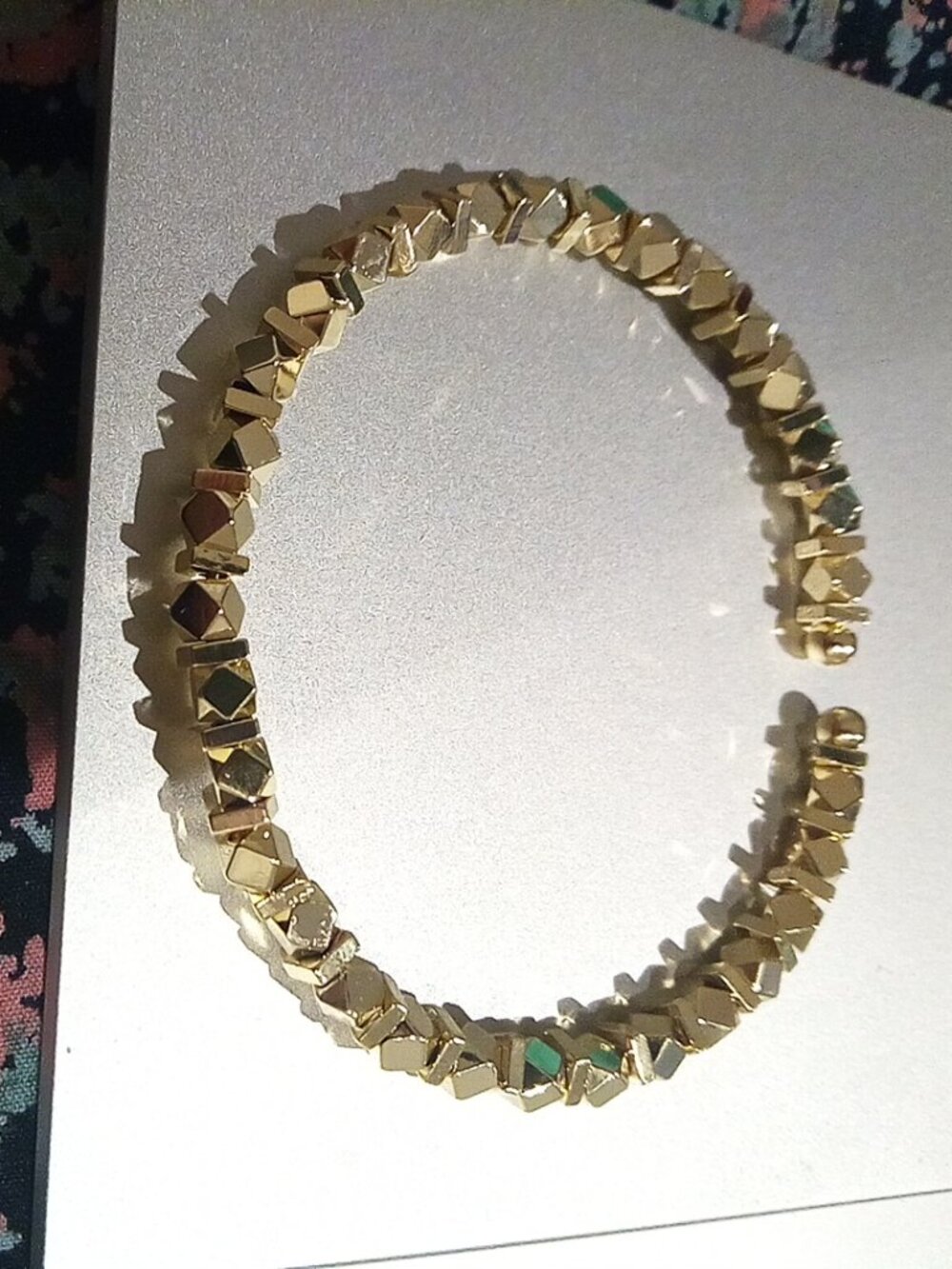 18k gold filled 5mm nugget rondelle geometric textured cuff bracelet